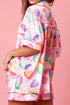 Full Pattern Shirt and Shorts Satin Pajama Set